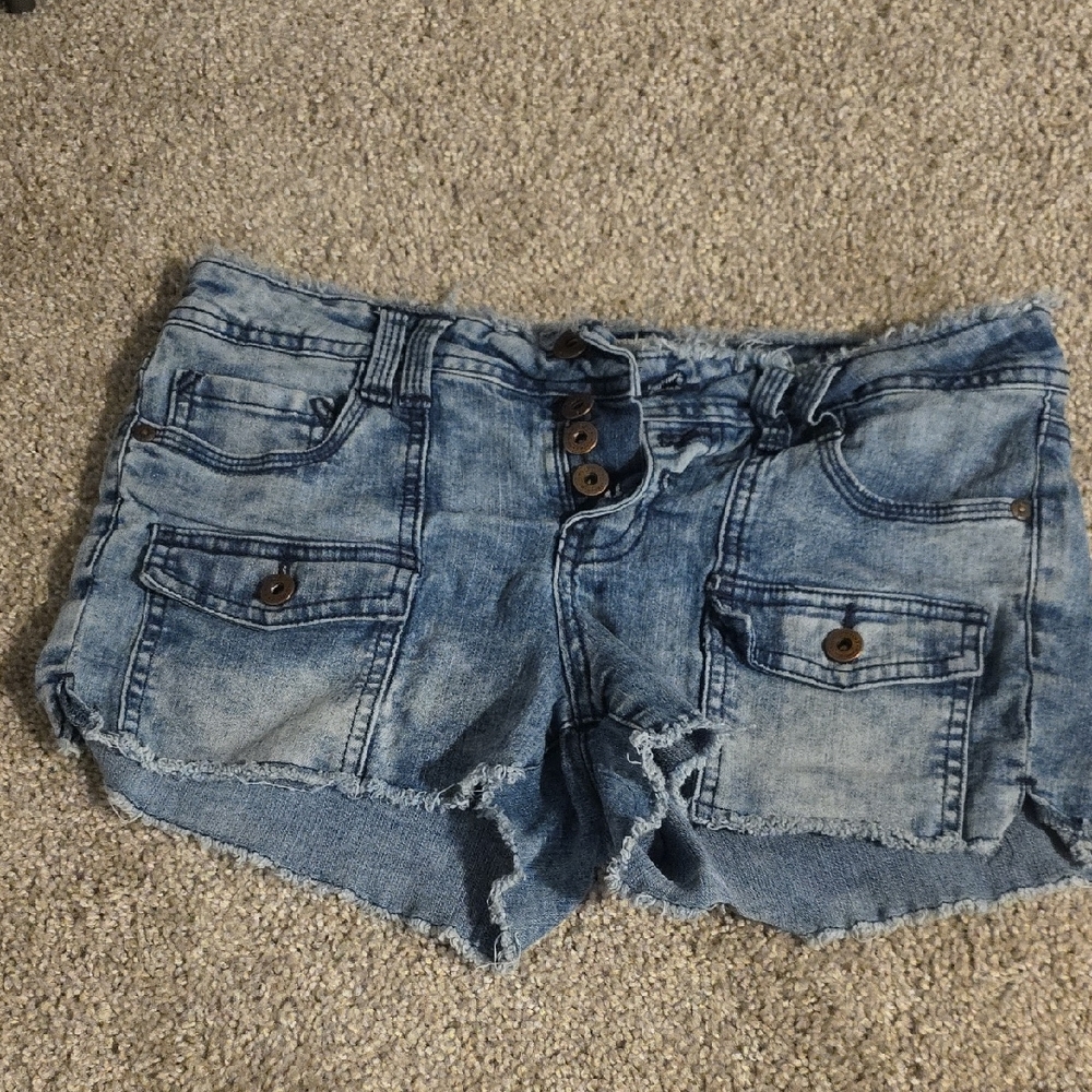 LEI Distressed Blue Jean Shorts